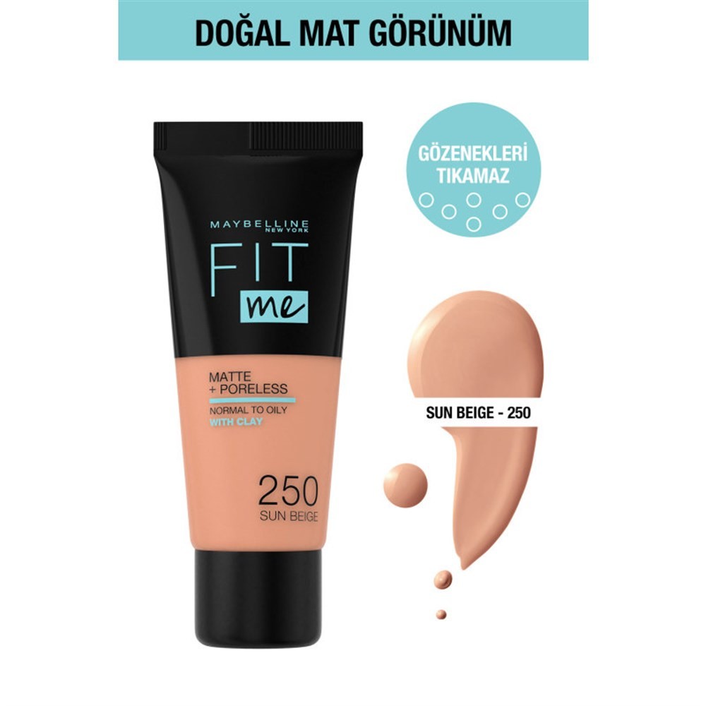 Maybelline New YorkFondöten Fit Me Matte+poreless 250 Sun Beige