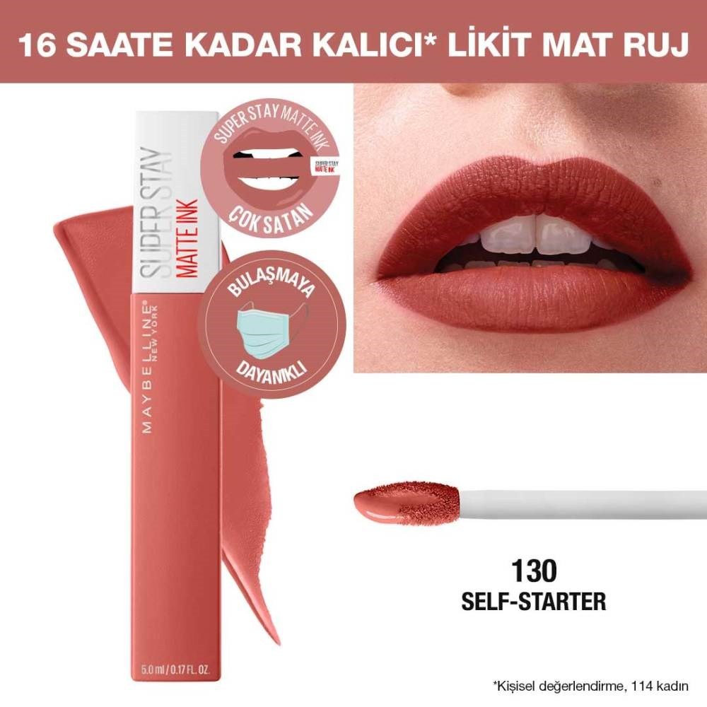 Maybelline New York Likit Mat Ruj SuperStay Matte Ink City Edition Lipstick 130 Self Starter