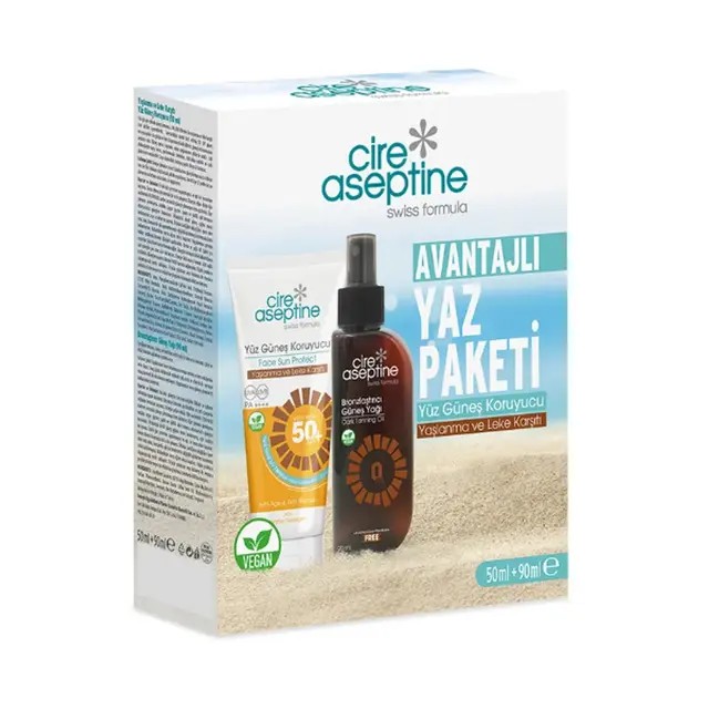Cire Aseptine Yüz Güneş Koruyucu Krem Yaşlanma ve Leke karşıtı +50Spf 50 ml