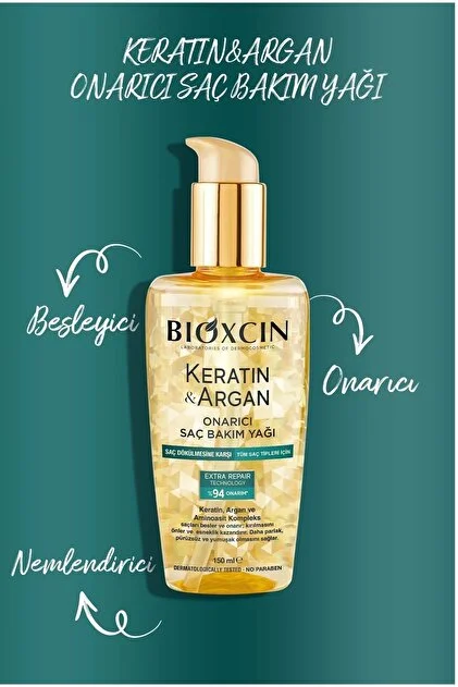 Bioxcin Keratin & Argan Onarıcı Saç Bakım Yağı 150 ml