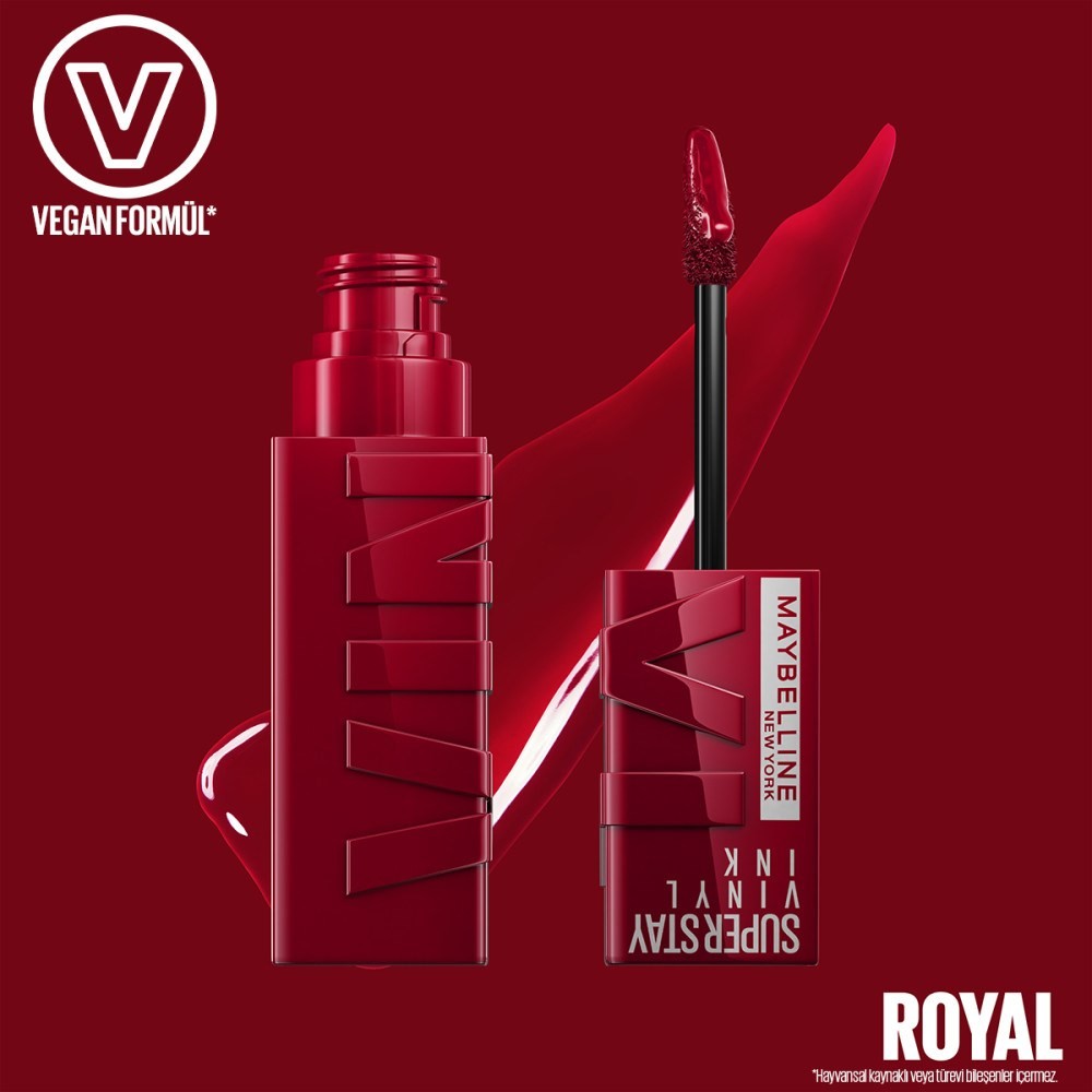 Maybelline New York Likit Parlak Ruj Super Stay Vinyl Ink Uzun Süre Kalıcı 55 Royal