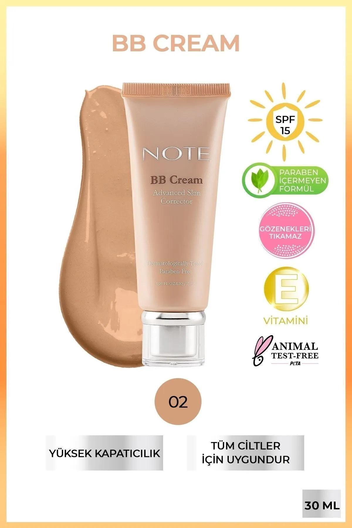 Note BB Cream Fondöten 02 30 ML