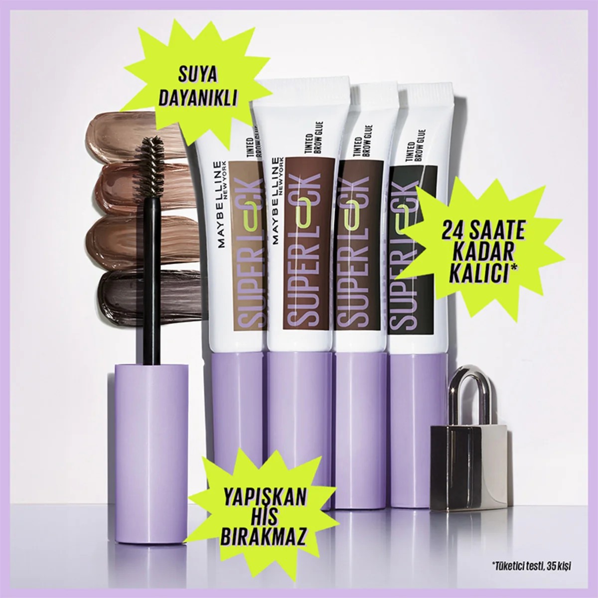 Maybelline New York Super Lock Brow Glue Kaş Sabitleyici Maskara Medium Brown