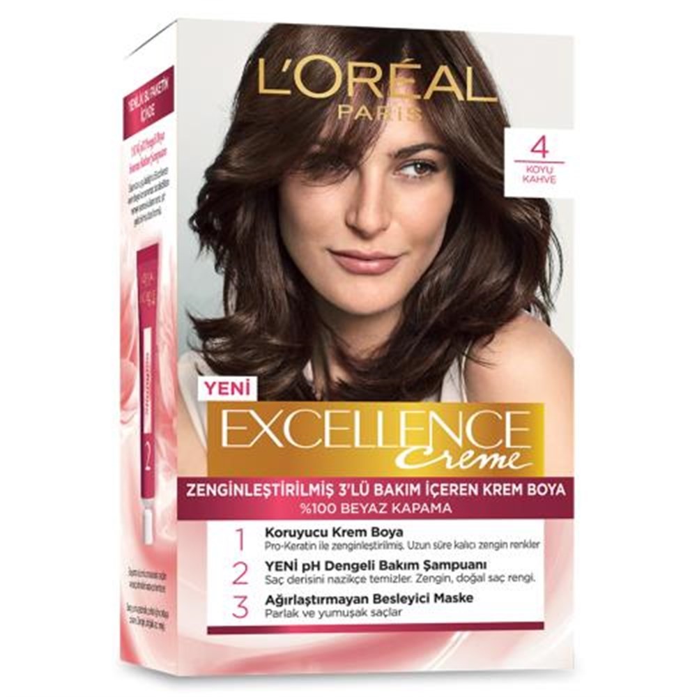 Loreal Paris Excellence Krem Saç Boyası 4/0 Koyu Kahve