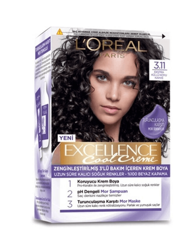 Loreal Paris Excellence Creme Kit Saç Boyası 3.11 Ekstra Küllü Koyu Kahve