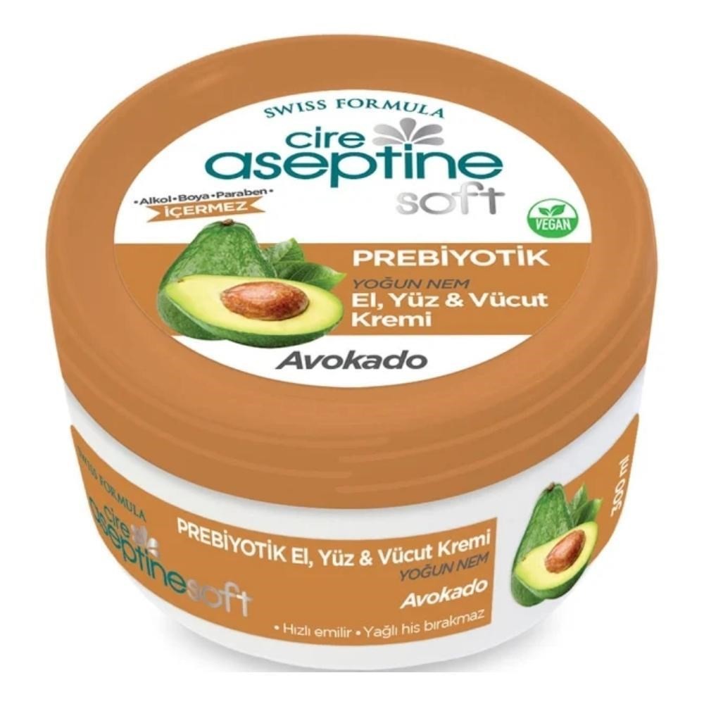 Cire Aseptine Prebiyotik Soft Krem Avokado El, Yüz ve Vücut 300 ml