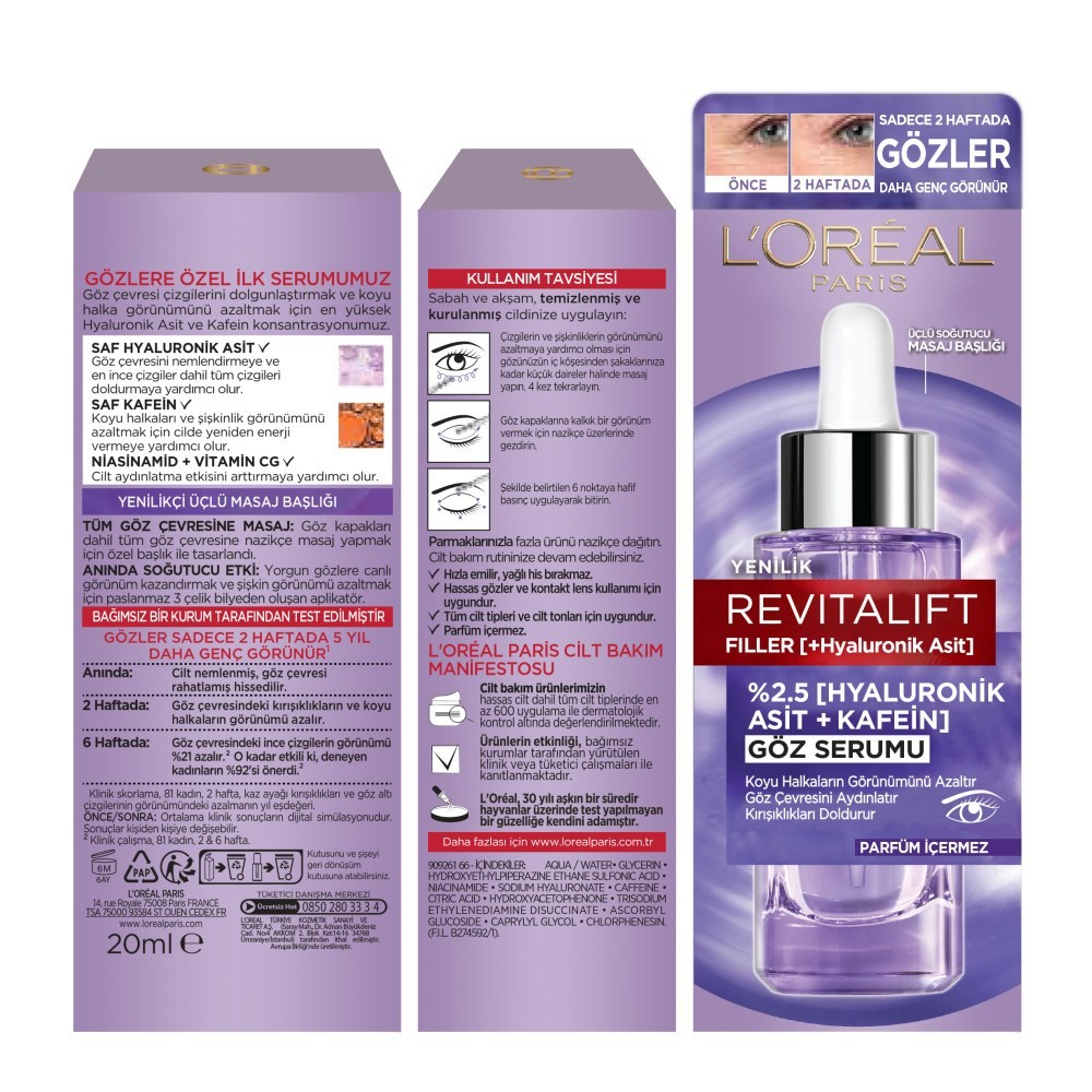 Loreal Paris Revitalift Filler Aydınlatıcı Göz Serumu 20 ml