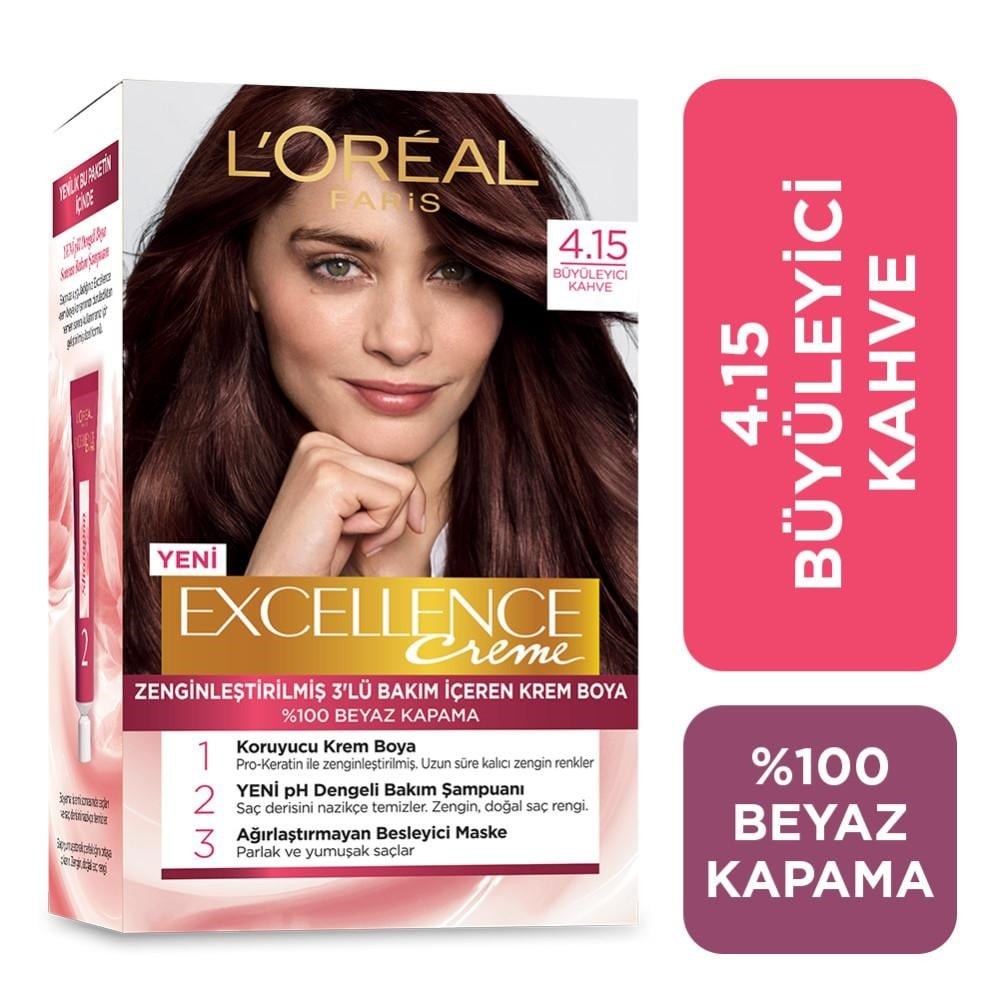 Loreal Paris Excellence Creme Saç Boyası 4.15 Büyüleyici Kahve