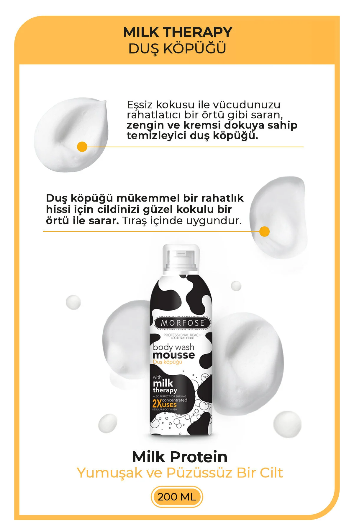 Morfose Milk Therapy Vücut Duş Köpüğü 200 ml