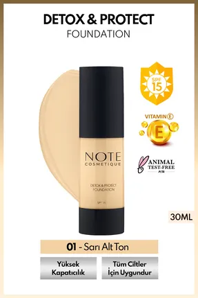 Note Detox & Protect Foundation Fondöten 01 Beige