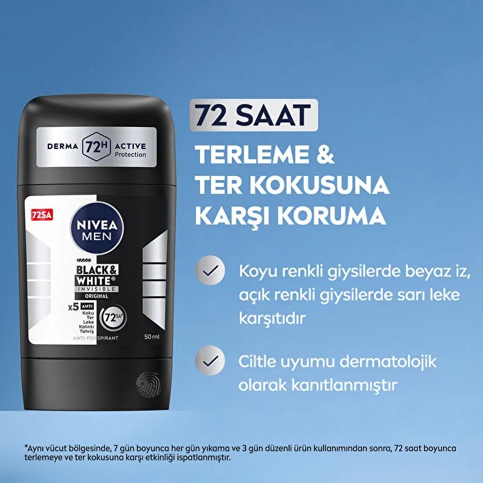 Nivea Men Stick Deodorant Black&White Invisible Original 50 ml