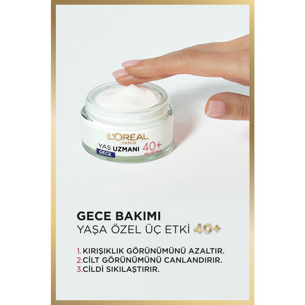 Loreal Paris Yaş Uzmanı 40+ Kırışıklık Karşıtı Sıkılaştırıcı Gece Kremi 50 ml