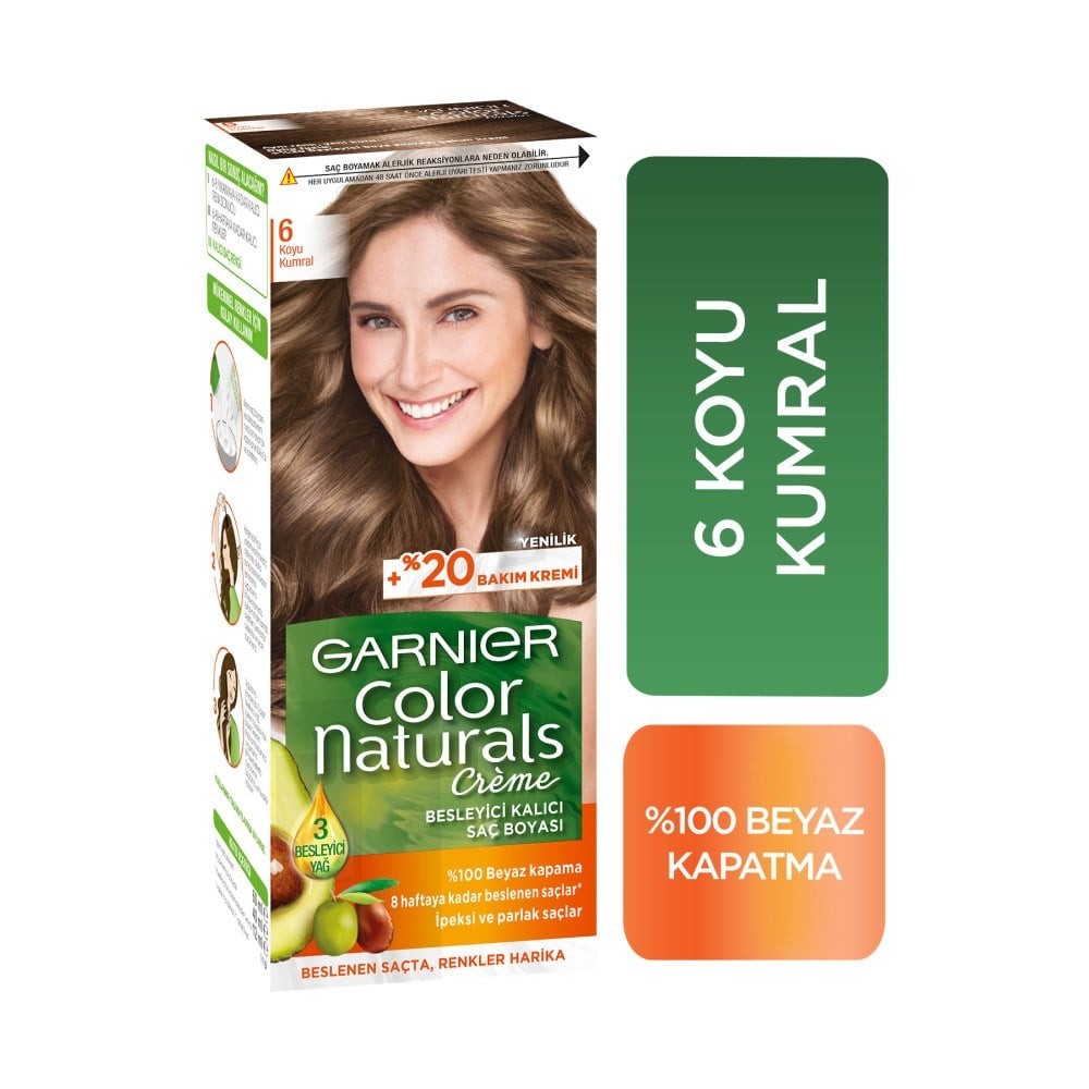 Garnier Color Naturals Krem Saç Boyası 6.0 Koyu Kumral