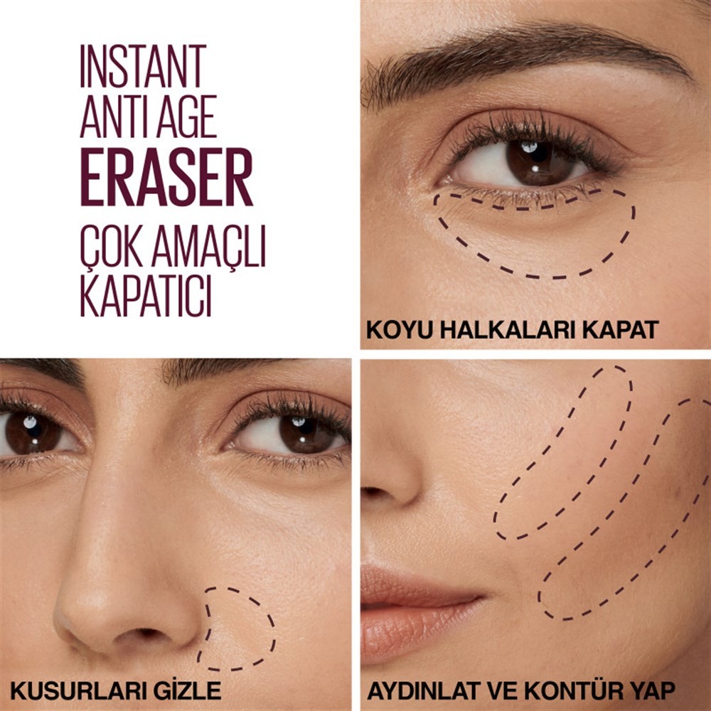 Maybelline New York Çok Amaçlı Kapatıcı Instant AntiAge Eraser Concealer 01