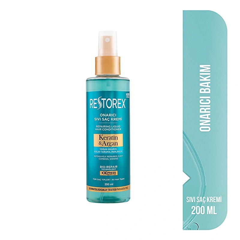 Restorex Keratin & Argan Onarıcı Sıvı Saç Bakım Kremi 200 ml