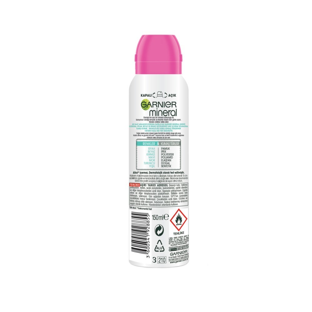 Garnier Mineral Anti-perspirant Aeresol Deodorant Lekesiz Koruma 150 ml