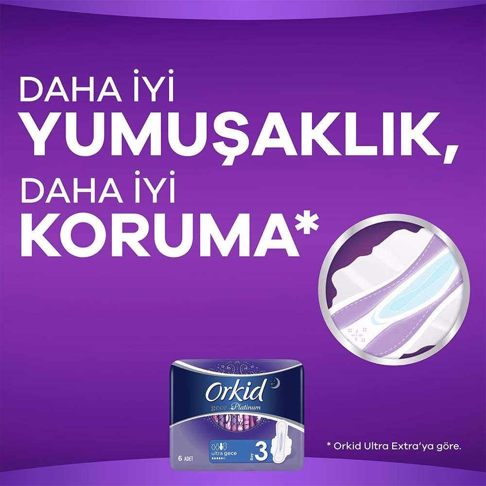 Orkid Hijyenik Ped Platinum Comfort Anne Kız Gece 18li