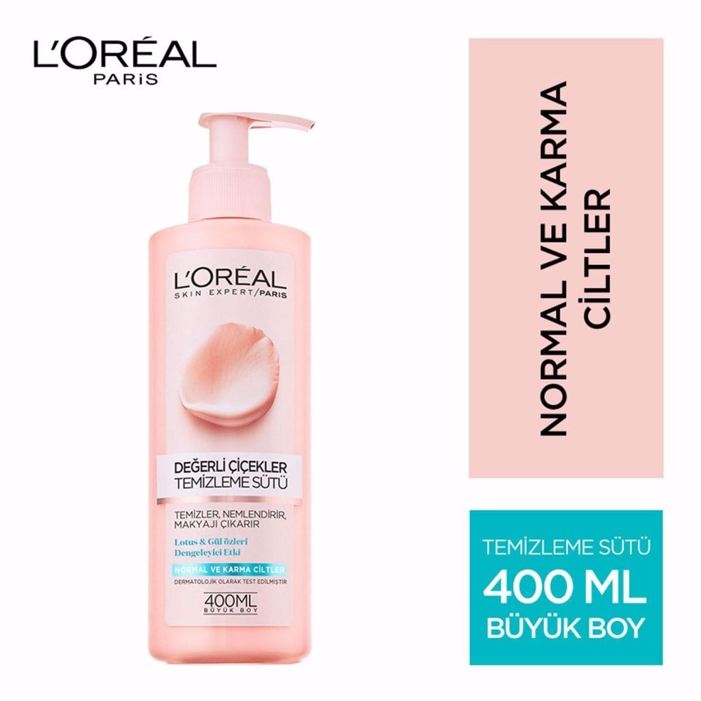 Loreal Paris Değerli Çiçekler Yüz Temizleme Sütü Normal ve Karma Ciltler için 400 ml