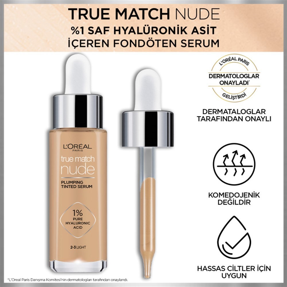 Loreal Paris Fondöten Serum True Match Nude 2-3 Light 30 ml