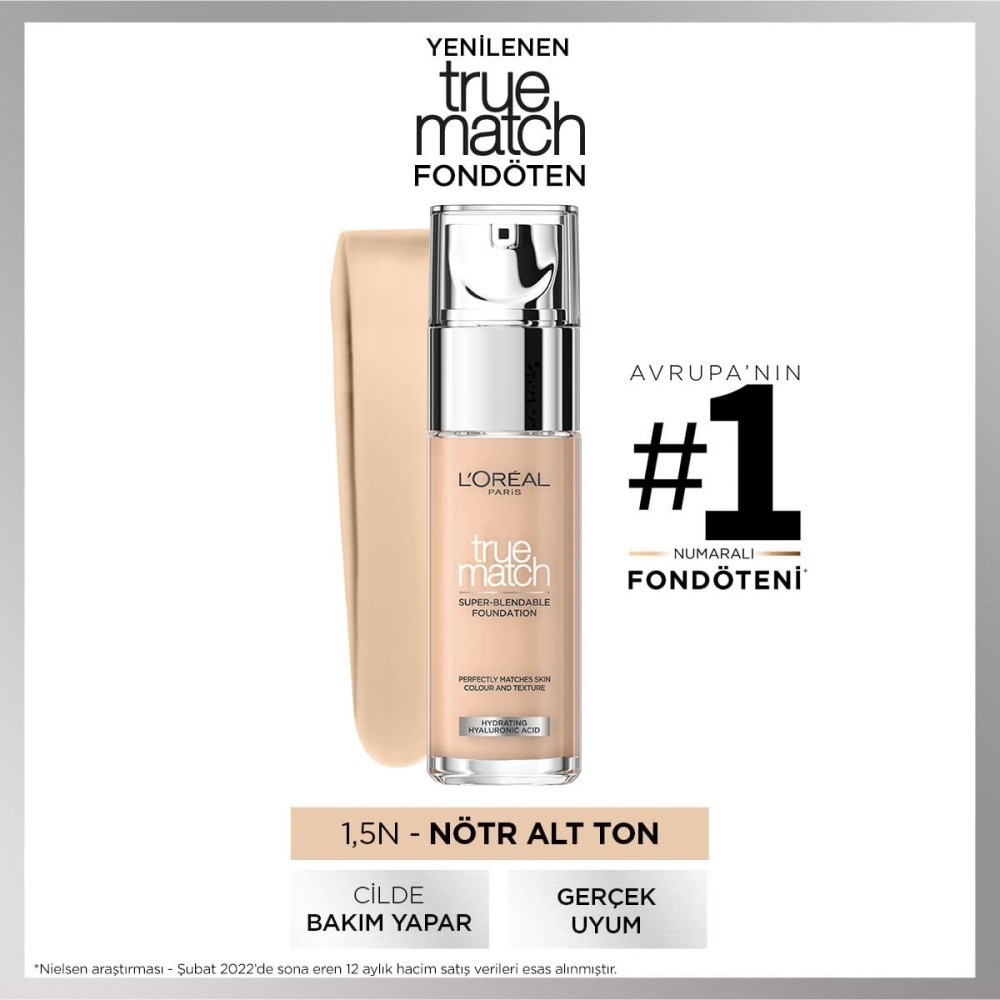 Loreal Paris Fondöten - True Match Foundation 1.5N Linen