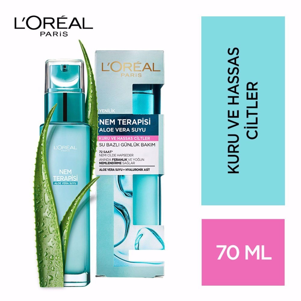 Loreal Paris Nem Terapisi Aloe Vera Suyu Su Bazlı Nemlendirici Günlük Bakım 70 ml