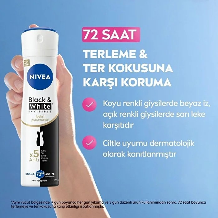 Nivea Sprey Deodorant Black & White Invisible İpeksi Pürüzsüzlük 150 ml