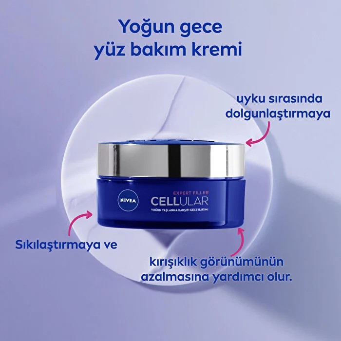 Nivea Cellular Expert Filler Sıkılaştırıcı Yaşlanma Karşıtı Gece Yüz Bakım Kremi 50 ml