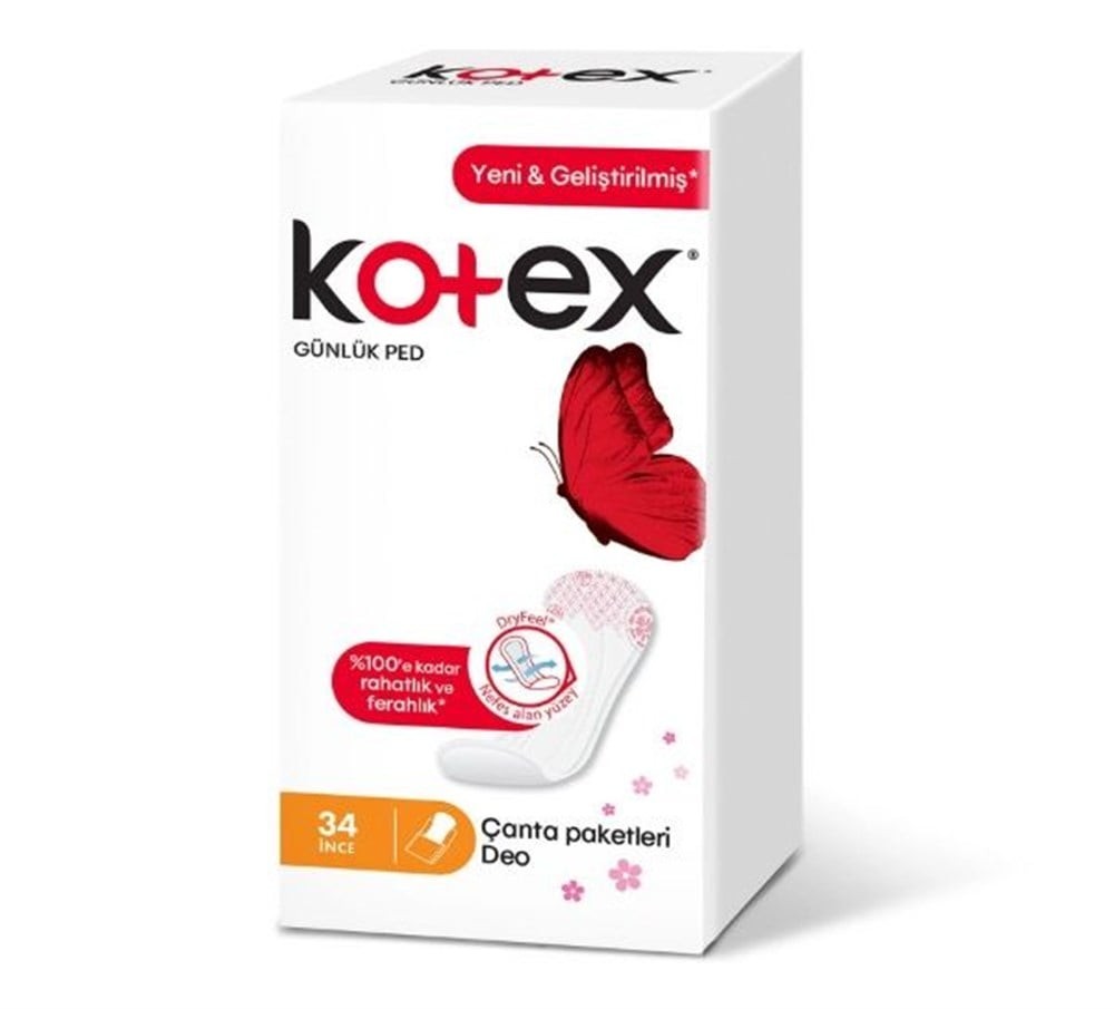 Kotex Hijyenik Ped İnce Active Günlük Parfümsüz 34lü