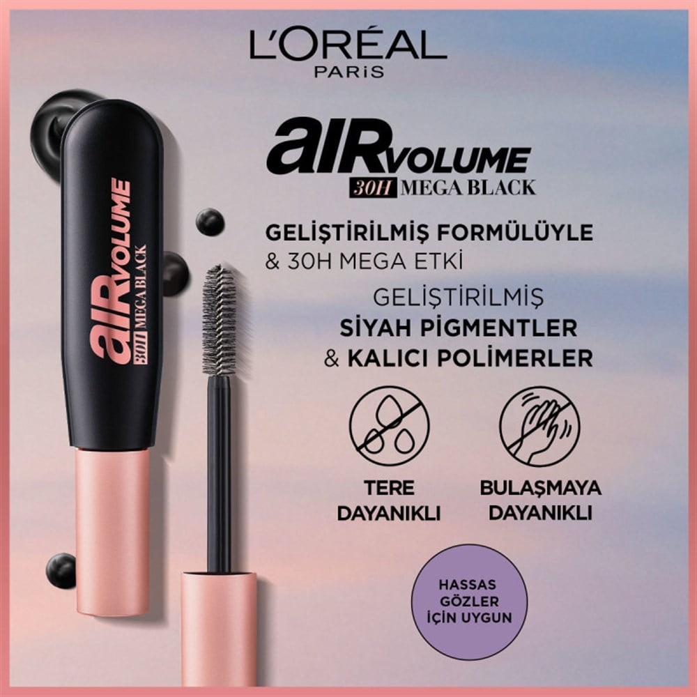 Loreal Paris Maskara Air Mega Volume Maskara 01 Black