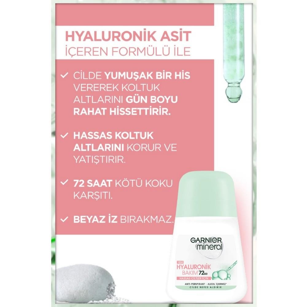 Garnier Mineral Roll On Kadın Deodorant Hyaluronik Bakım 50 ml