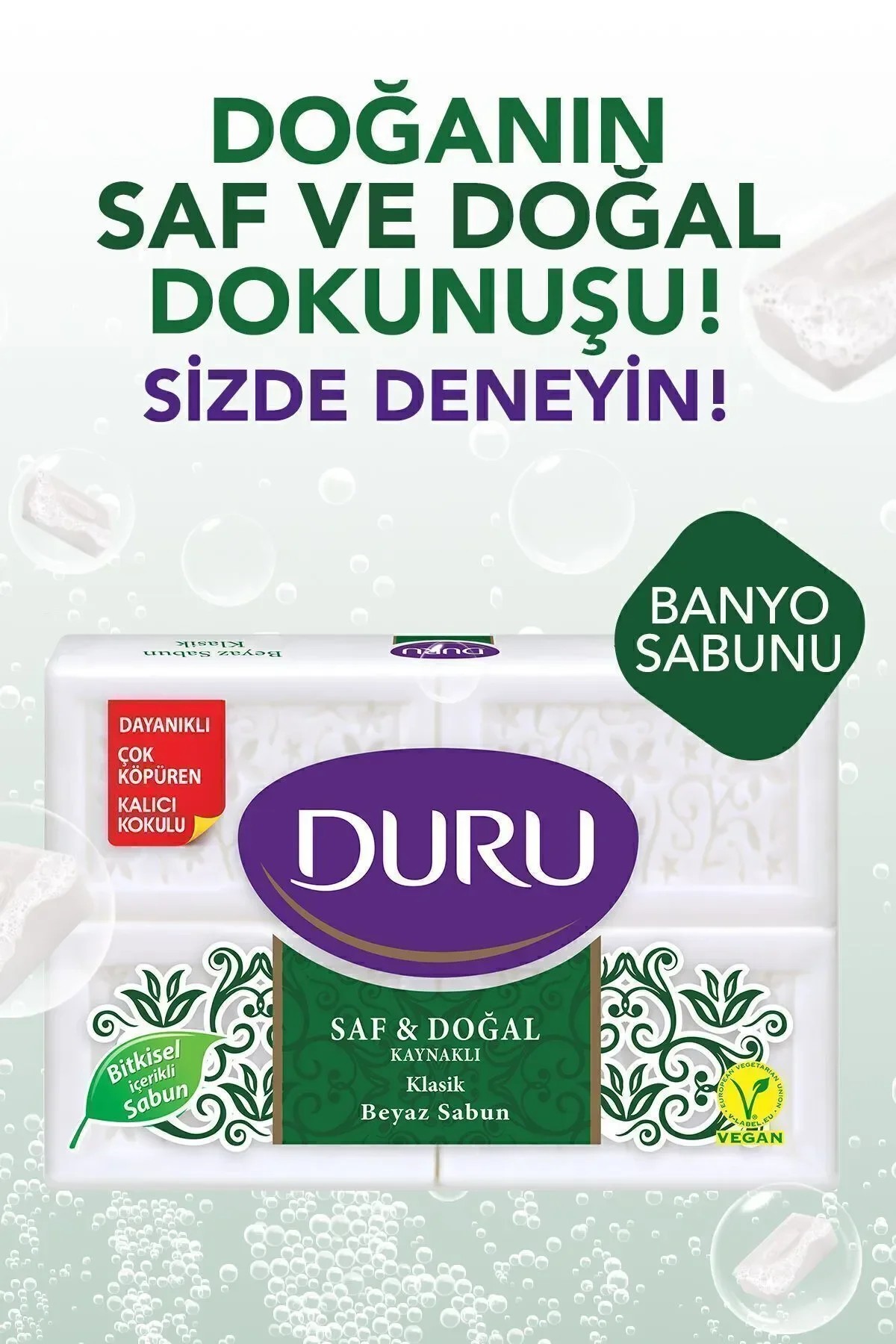 Duru Sabun Klasik Saf ve Doğal 4x150 gr Beyaz Banyo Sabunu