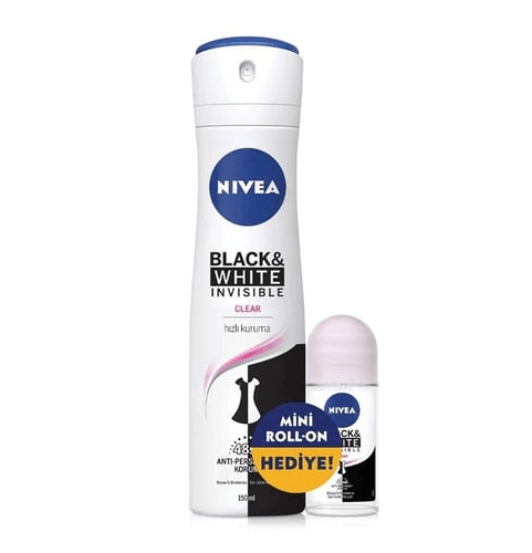 Nivea Deodorant 150 ml İnvisible B&W Clear + Roll On Hediyeli