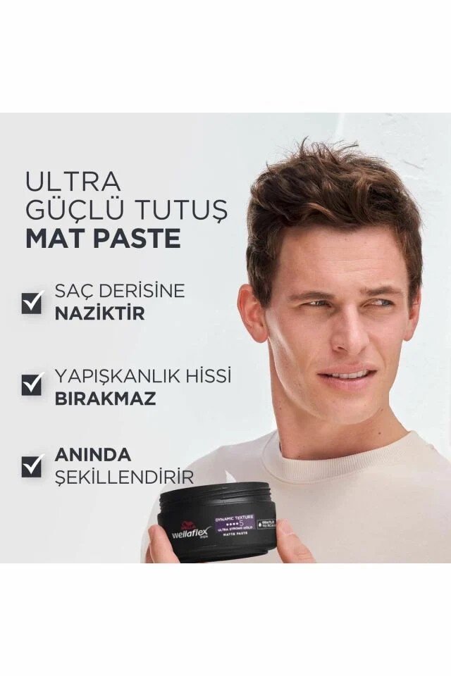 Wellaflex Saç Macunu Mat Erkek Dinamik Doku & Ultra Güçlü Tutuş 75 ml
