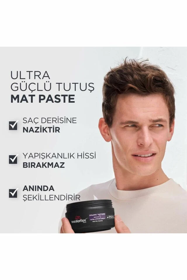 Wellaflex Saç Macunu Mat Erkek Dinamik Doku & Ultra Güçlü Tutuş 75 ml