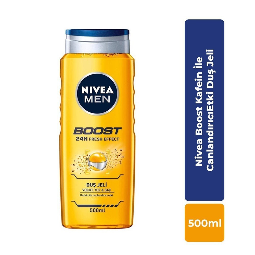 Nivea Men Duş Jeli - Vücut Yüz ve Saç İçin Boost 24H Fresh Effect 500 ml