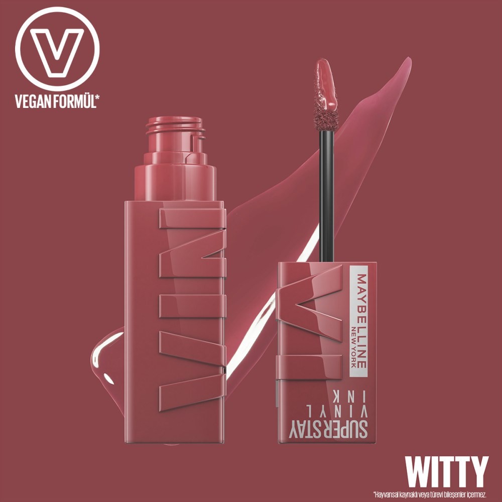 Maybelline New York Super Stay Vinyl Ink Uzun Süre Kalıcı Likit Parlak Ruj 40 Witty