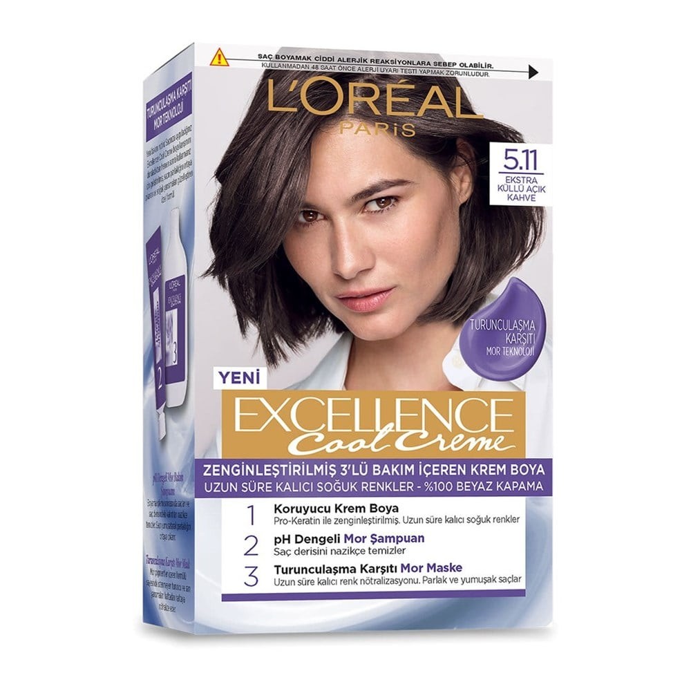 Loreal Paris Excellence Cool Creme Saç Boyası 5.11 Ekstra Küllü Açık Kahve