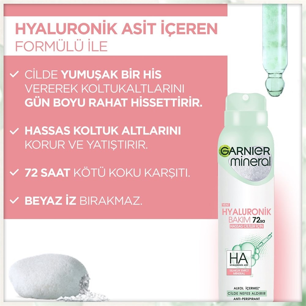 Garnier Mineral Hyaluronik Bakım Aerosol Kadın Deodorant 150 ml