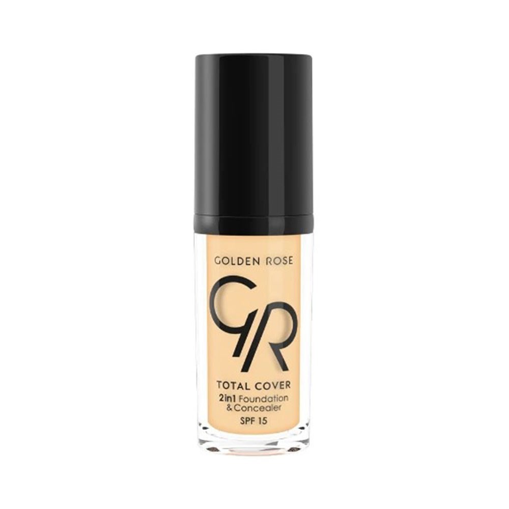 Golden Rose Total Cover 2si 1 Arada Fondöten ve Kapatıcı 21 Light Yellow Beige 30 ml