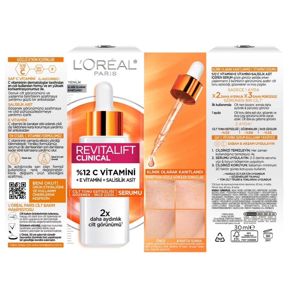 Loreal Paris Revitalift Clinical %12 Saf C Vitamini Aydınlatıcı Serum 30 ml