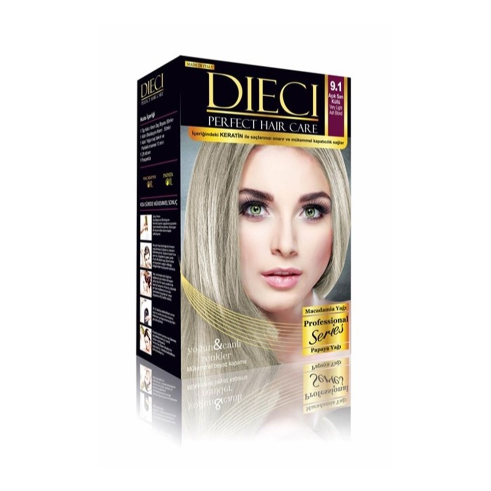 Dieci10 Kit Saç Boyası 9.1 Sarı Küllü 50 ml