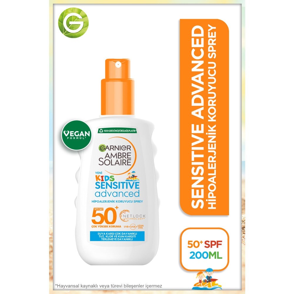 Garnier Ambre Solaire Kids-Çocuk Sensitive Advanced Güneş Koruyucu Sprey +Spf50 200 ml
