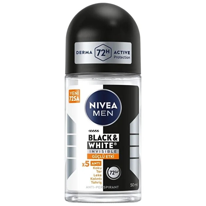 Nivea Men Erkek Roll-on Deodorant 72h Anti-perspirant Black&White Invisible Güçlü Etki 50 ml