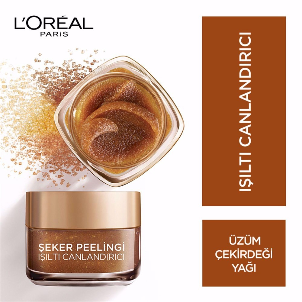 Loreal Paris Şeker Peelingi Işıltı Canlandırıcı Üzüm Çekirdeği Yağı Özlü 50 ml