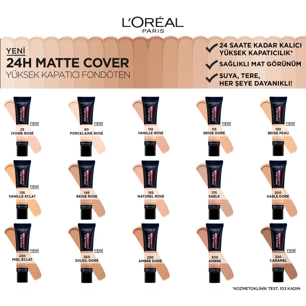 Loreal Paris Infaillible 24H Matte Cover Yüksek Kapatıcı Fondöten 90 Rose Porcelain