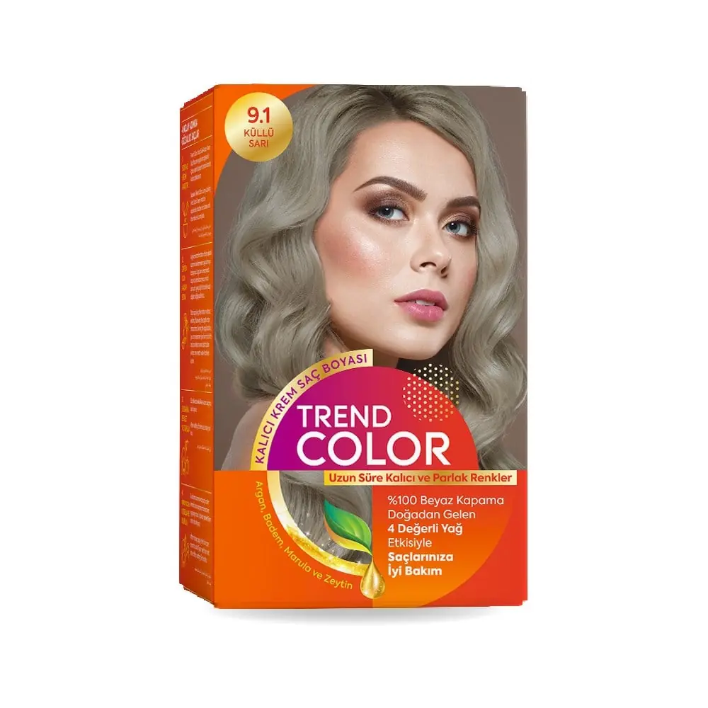 Trend Color Kit Saç Boyası 9.1 Küllü Sarı 50 ml | TREND COLOR