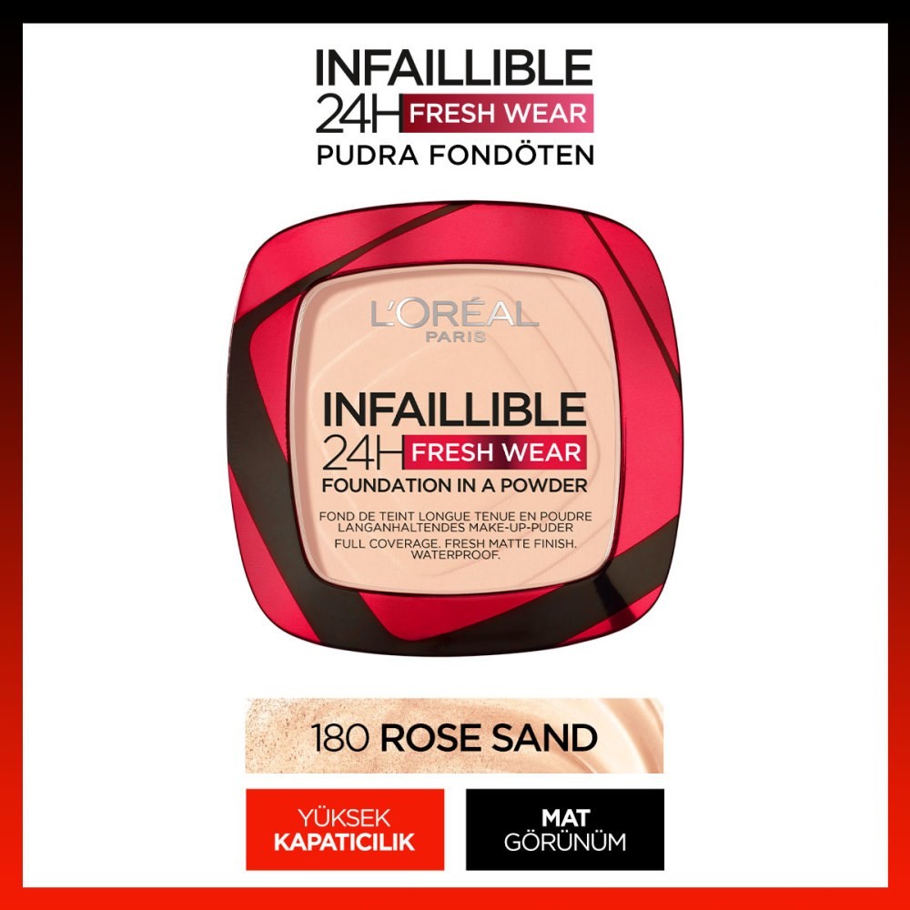 Loreal Infaillible Pudra Fondöten 24H Fresh Wear Compact Powder 180 Rose Sand