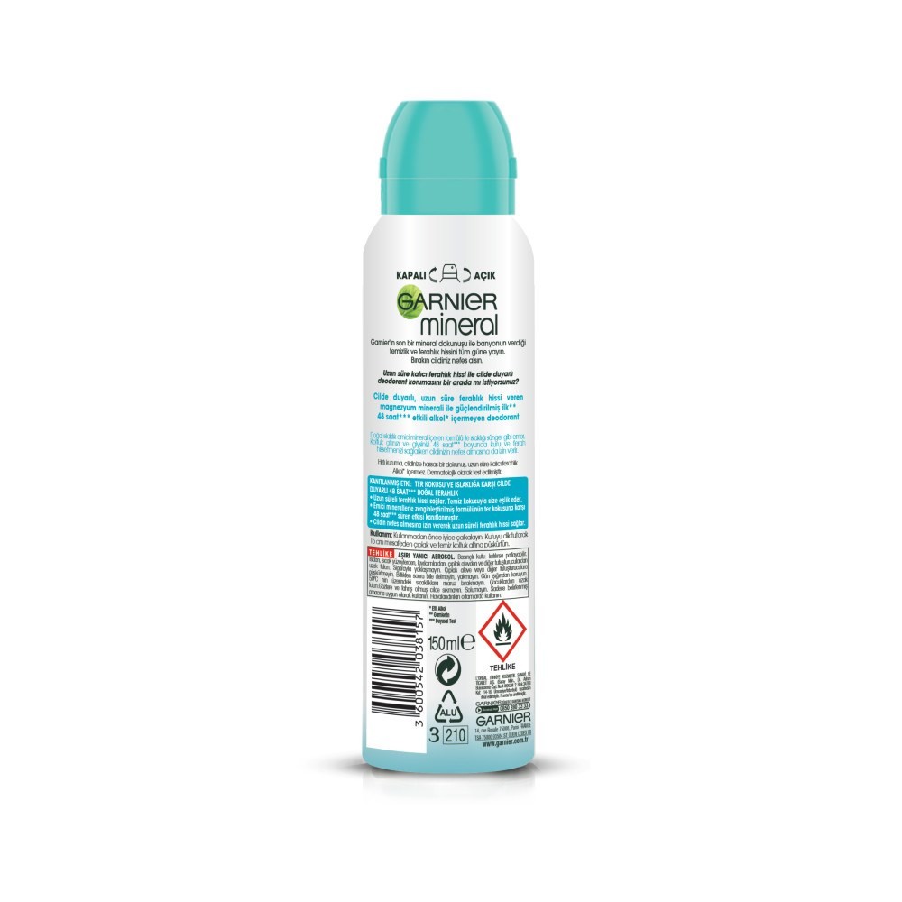 Garnier Mineral Aeresol Kadın Deodorant Doğal Ferahlık 150 ml