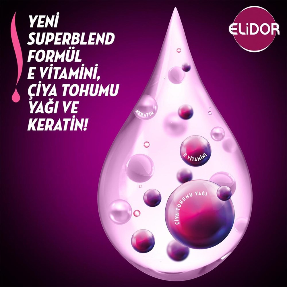 Elidor Superblend Serum Bakım Kremi Esmer Parlaklık E Vitamini Chia Tohumu Yağı Keratin 400 ml