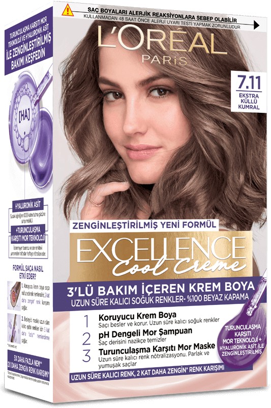 Loreal Paris Excellence Cool Creme Saç Boyası 7.11 Ekstra Küllü Kumral